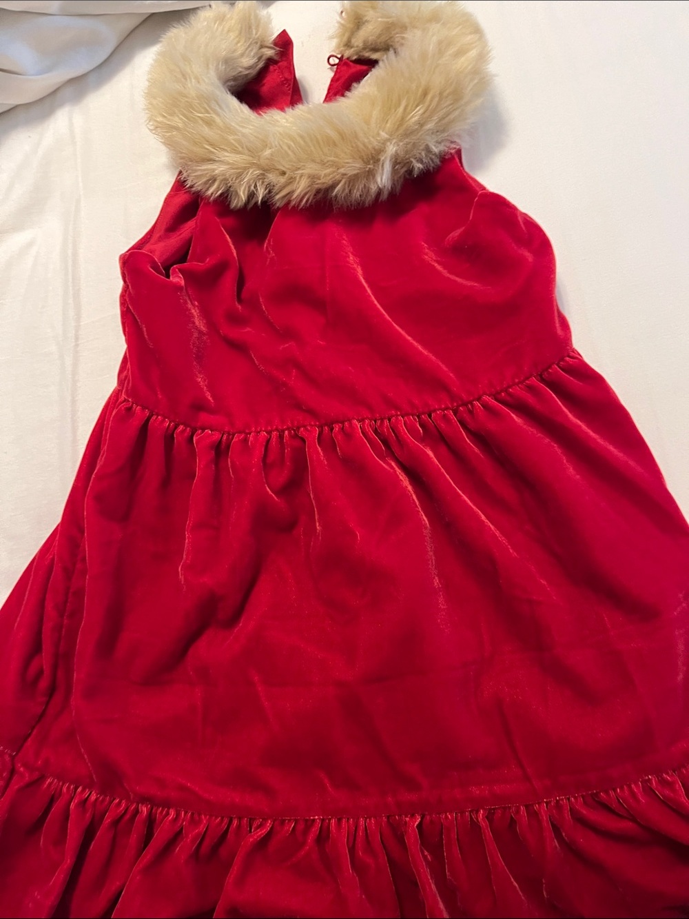 Girls Janie and Jack Red Velvet Dress with Faux Fur Trim size 6